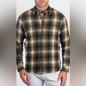 Alesbury | NWOT Men’s Fireside Brushed Flannel Shirt Brown Black Size L Large